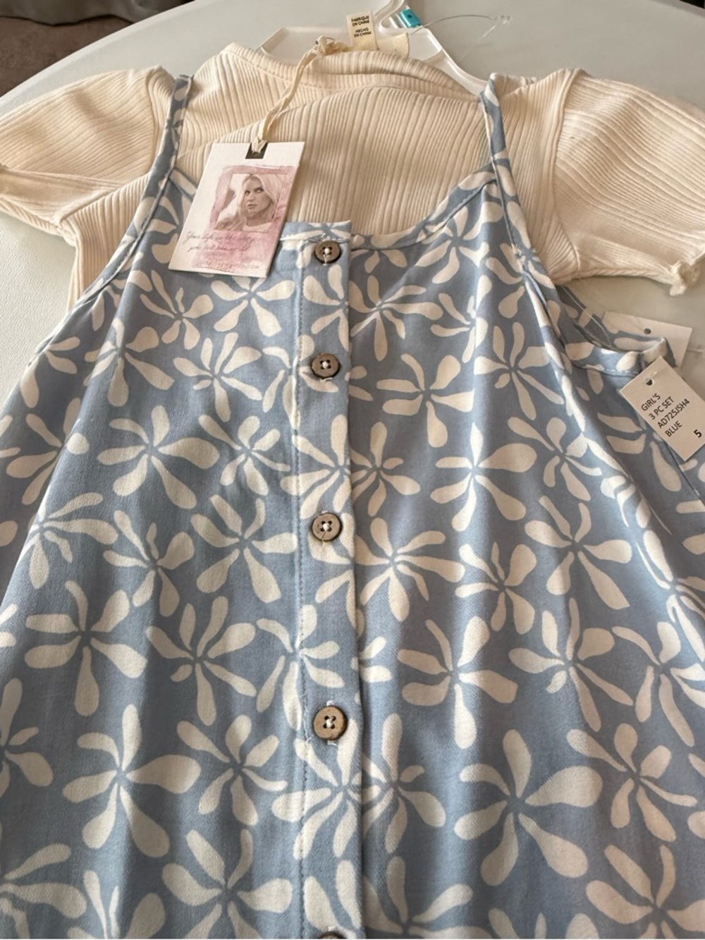 Jessica Simpson Light Blue and White Floral Button-Front Sundress